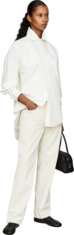 Shirt with stand-up collar ivory