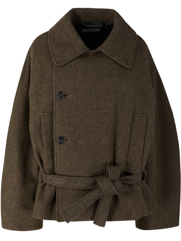 Short wrap-around coat, dark brown