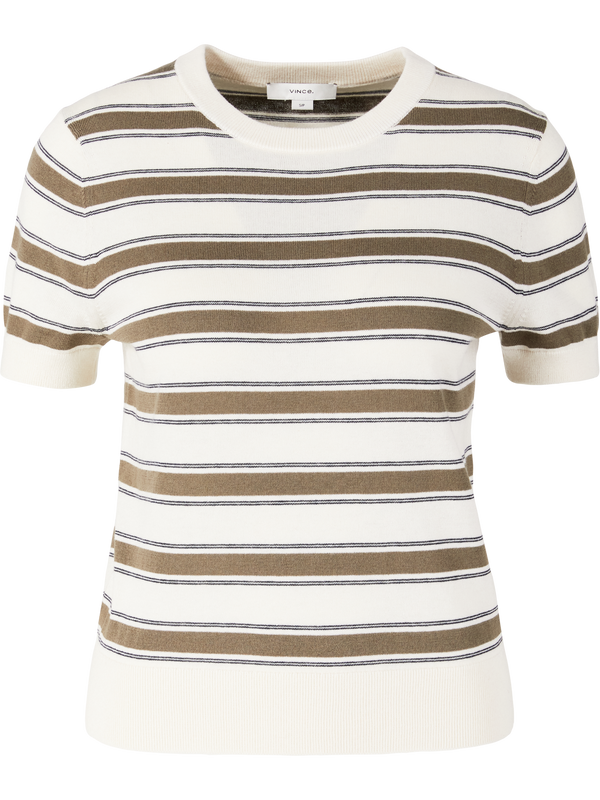 Gestreifter Kurzarmpullover Khaki