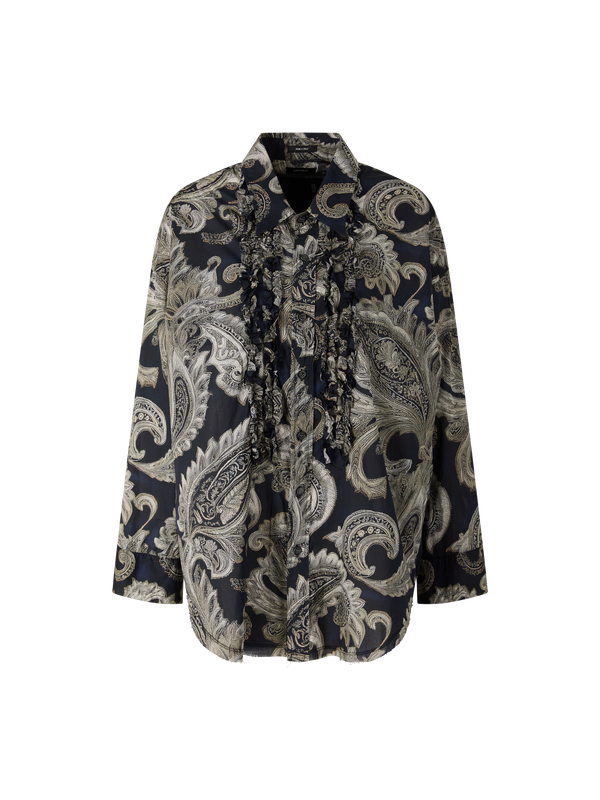 Hemd 'Shredded Seam Ruffle' mit Rüschen Schwarz