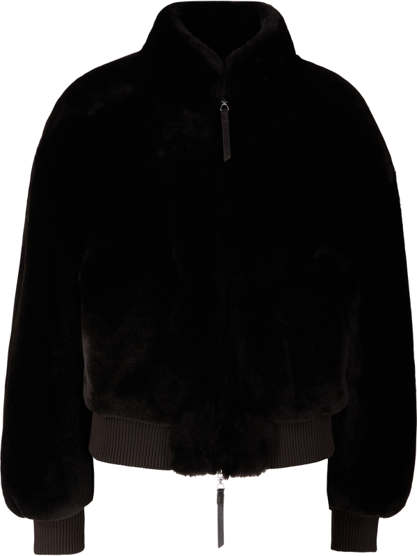 Wendbare Bomberjacke aus Shearling Dunkelbraun