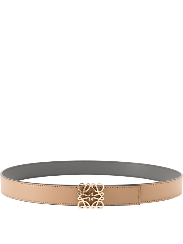 Reversible belt 'Bombé' with Anagram mocha/slate