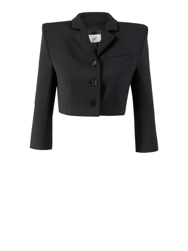 Blazer mit breiten Schulterpolstern Schwarz