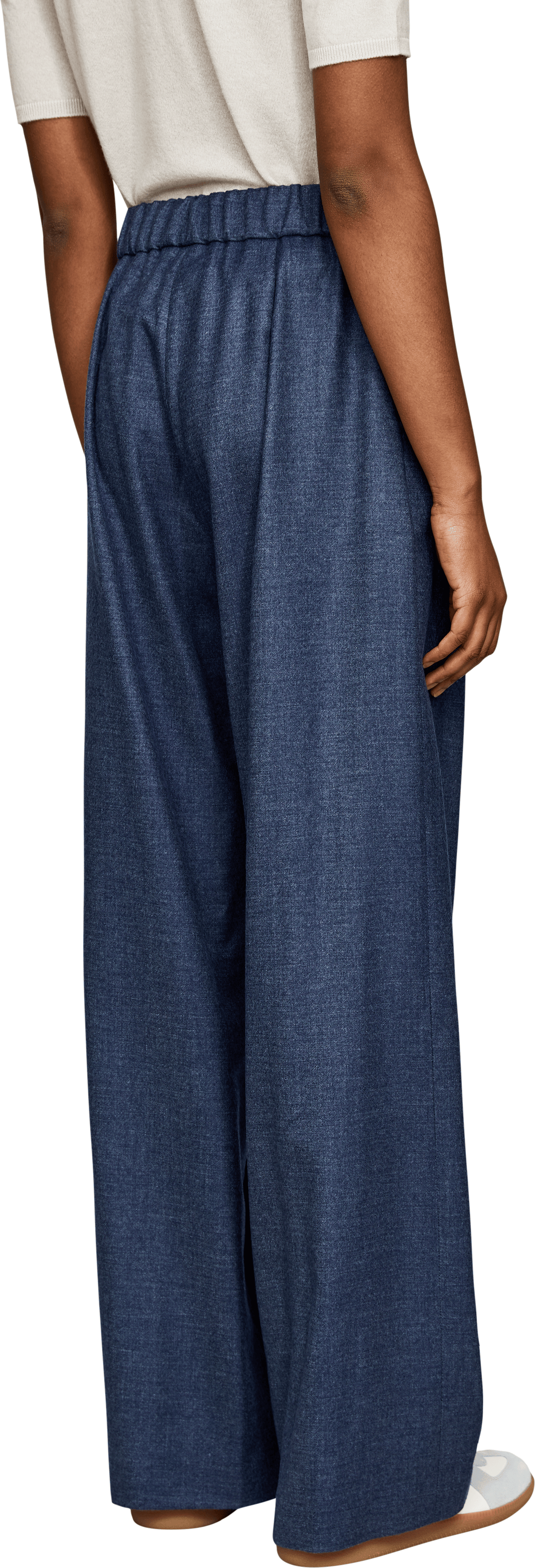Colombo Weite Stoffhose aus Kid Cashmere Blau, Rückansicht – UNGER.DE