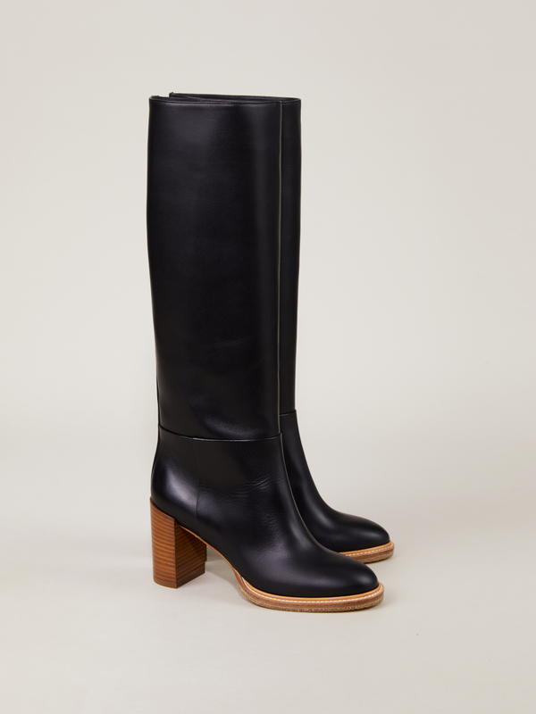 Leder-Stiefel 'Bocca' Schwarz