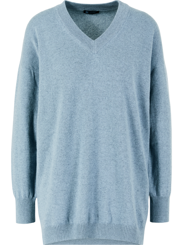Pullover mit V-Ausschnitt aus Kid Cashmere Hellblau