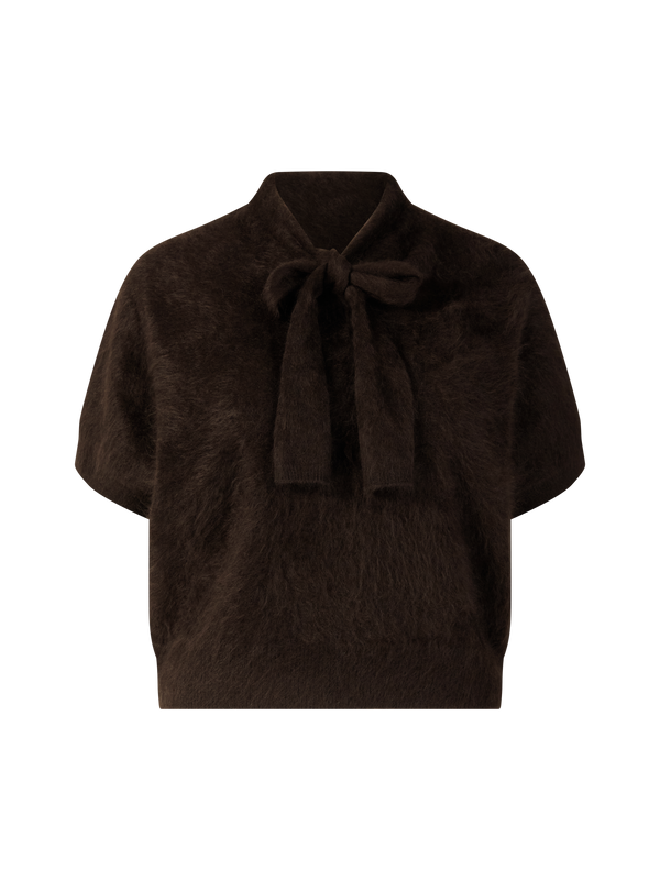 Gebürstetes Cashmere-Top 'Kassie' in Schokolade