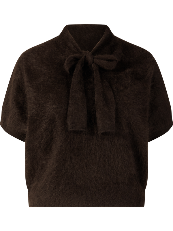 Gebürstetes Cashmere-Top 'Kassie' in Schokolade