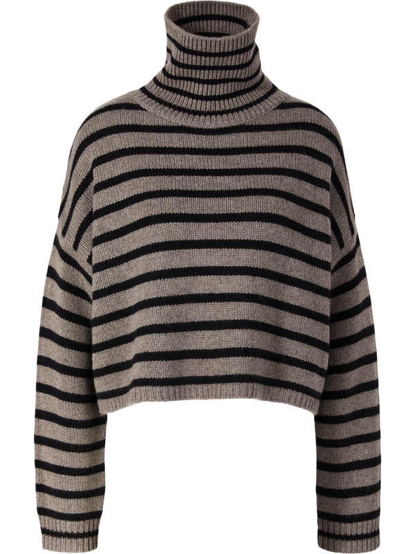 Gestreifter Cashmere-Pullover 'Zerlina' mit Rollkragen Truffle