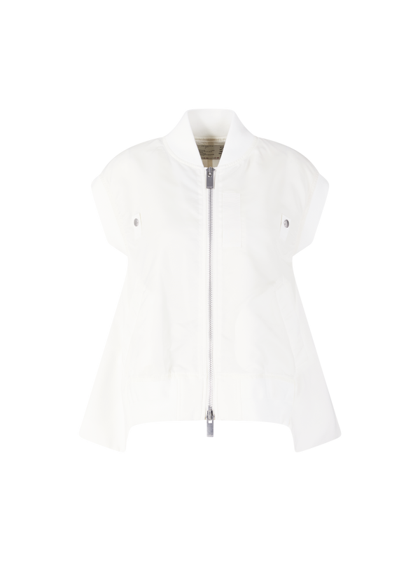 Ärmellose Bomberjacke mit Wolldetails Weiß