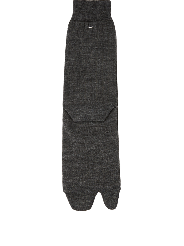 Mottled wool Tabi knitted socks dark grey