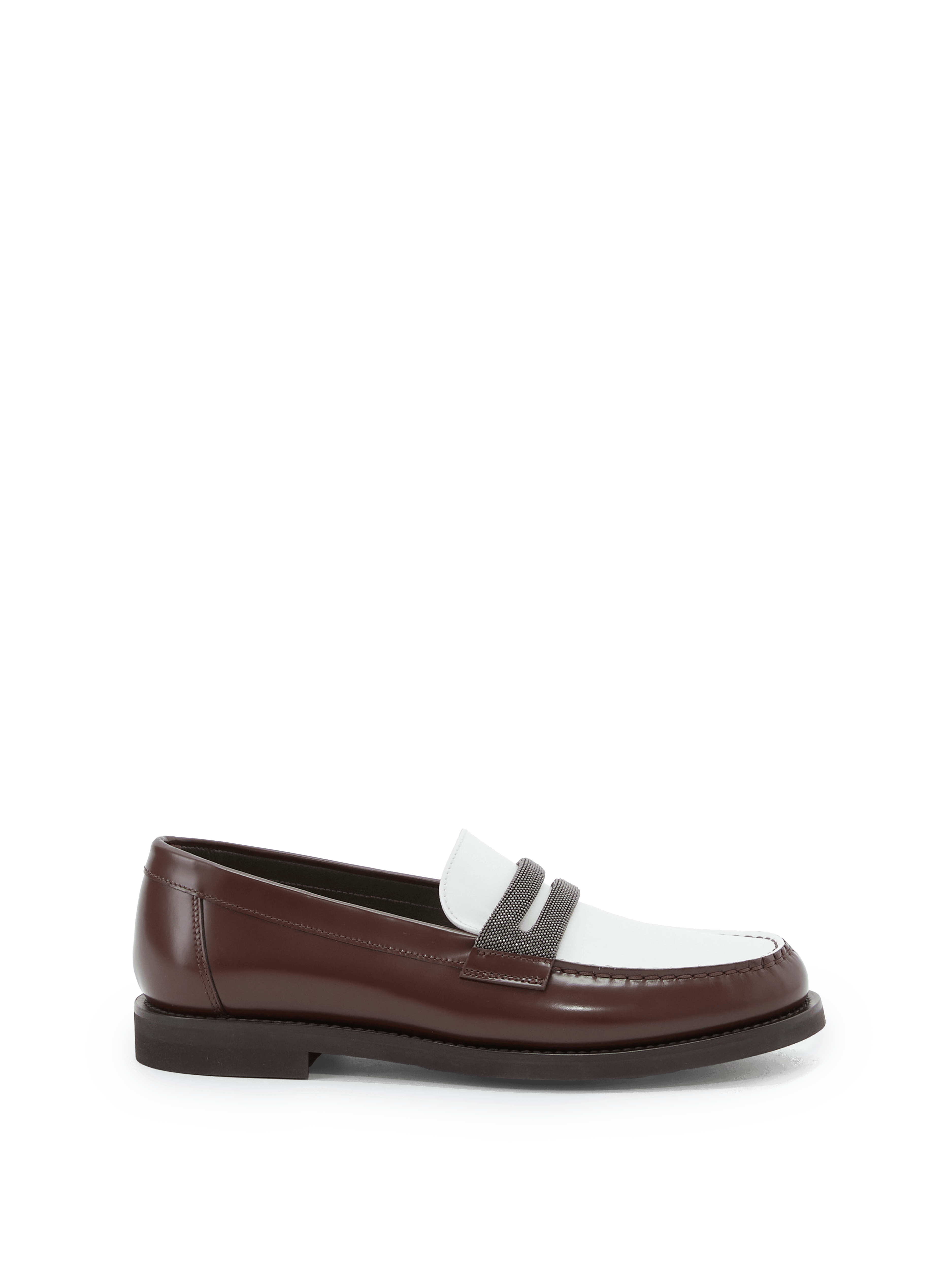 Loafer with monili-beads dark brown