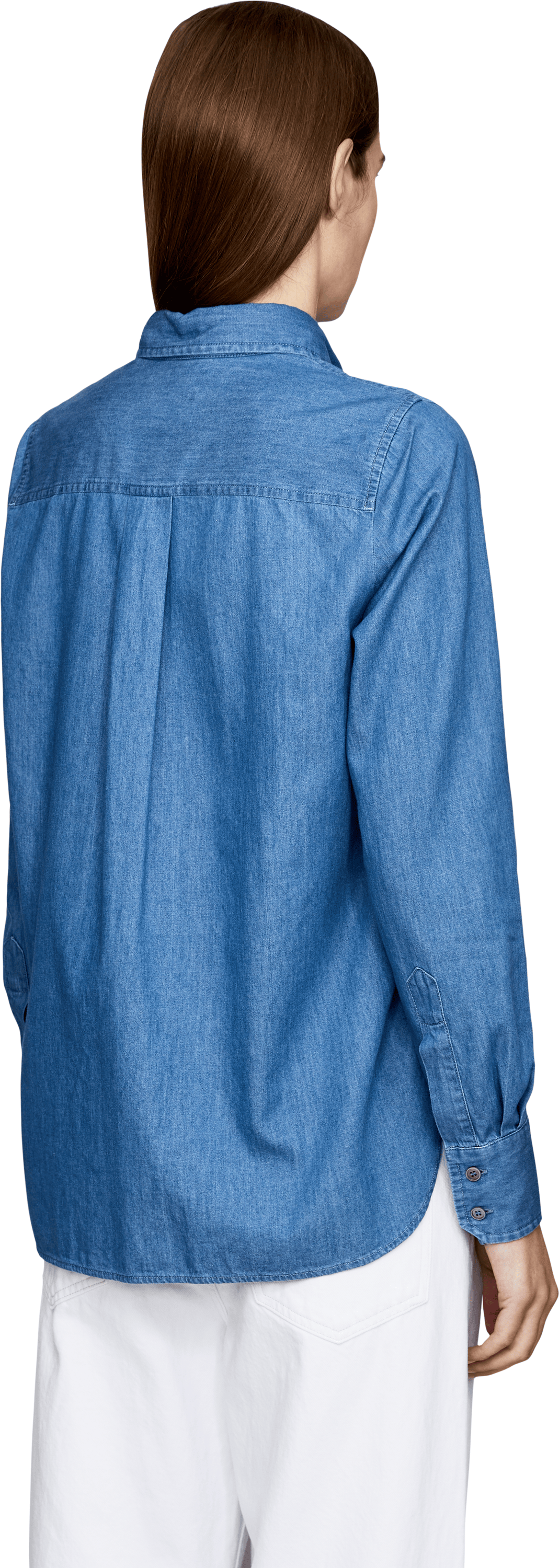 Robert Friedman Hemdbluse 'Odin Chambray' Mittelblau, Rückansicht – UNGER.DE