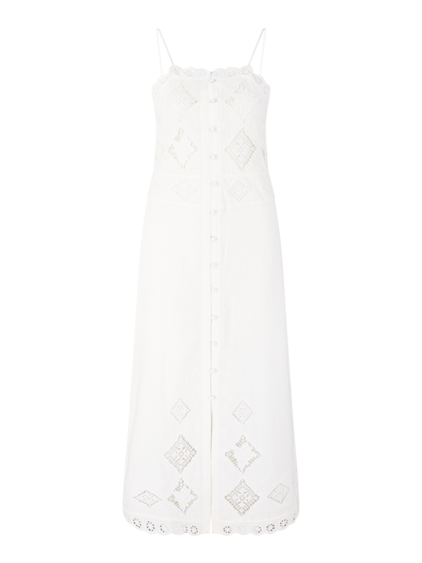 Midikleid 'Nelsane' mit Lochmuster Crème