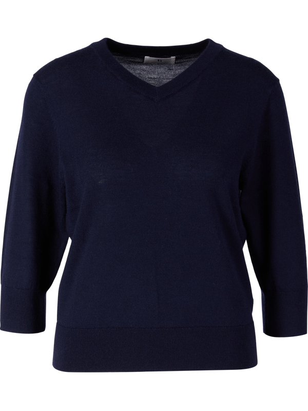 Kurzärmeliger Woll-Cashmere-Seidenpullover Midnight