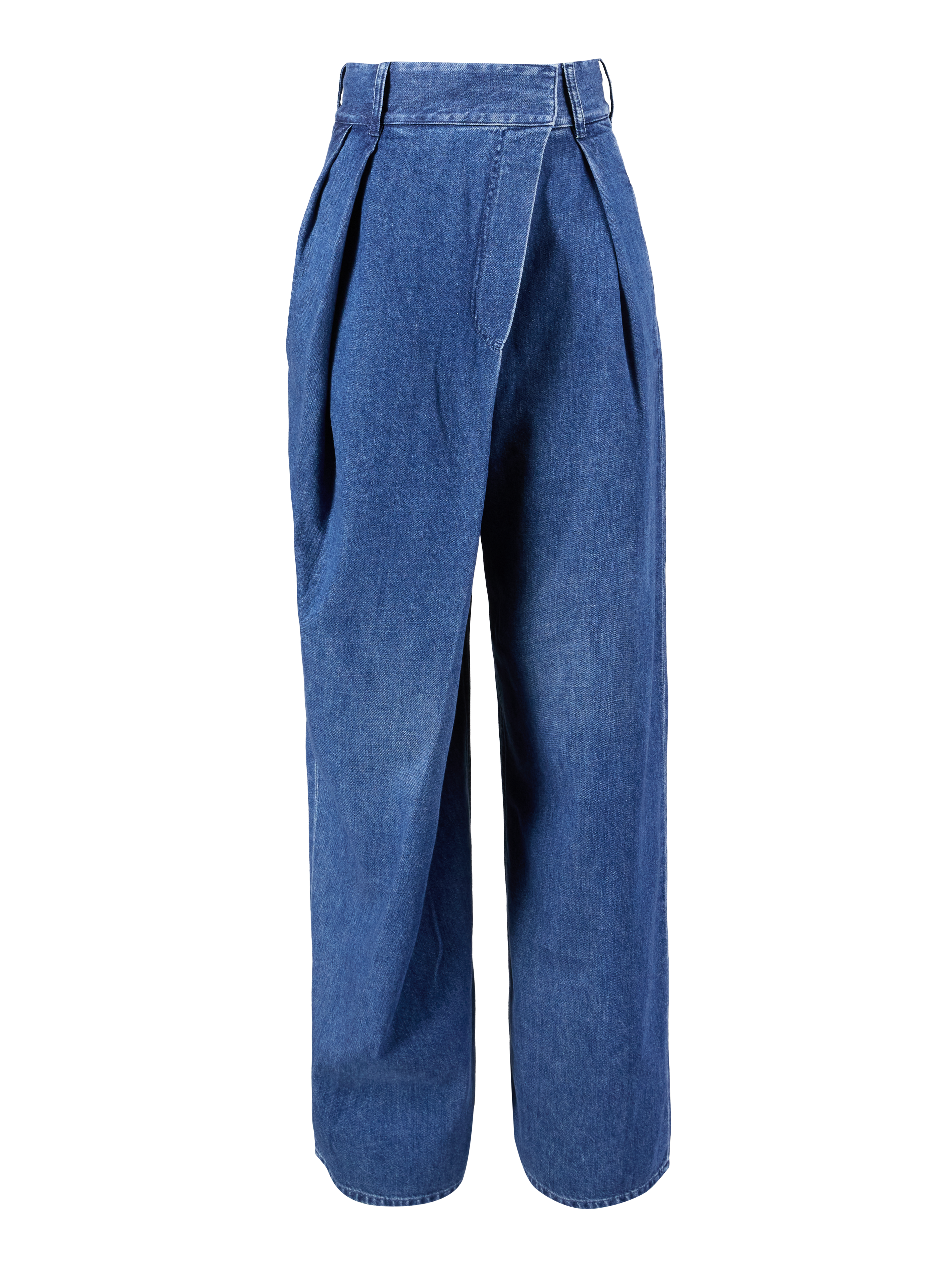 Asymmetrische Relaxed-Fit-Jeans Mittelblau