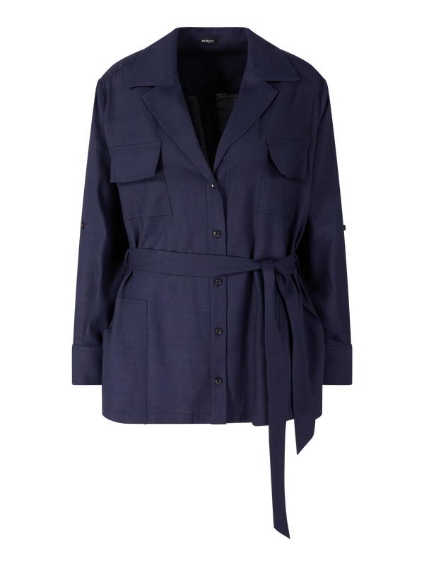 Bluse mit Bindegürtel Marineblau