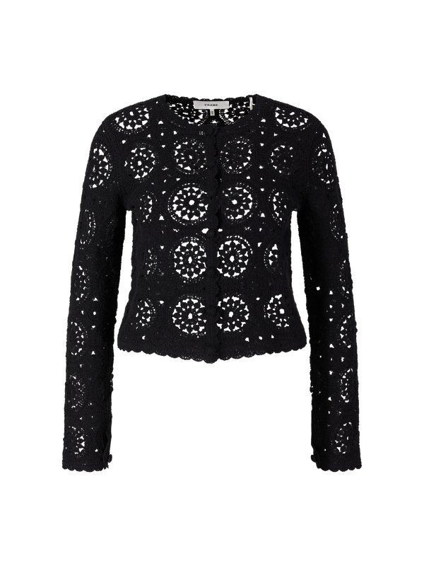 Strickjacke 'The Crochet' Schwarz