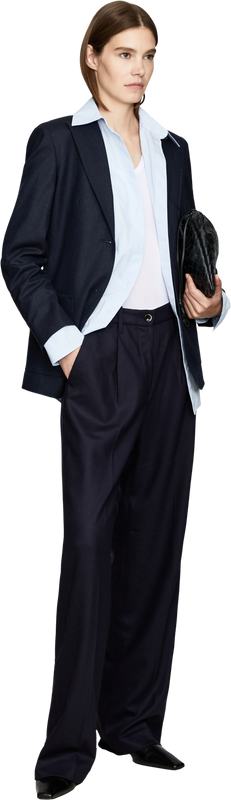 Wollhose 'Blenda' mit Bundfalten Marineblau