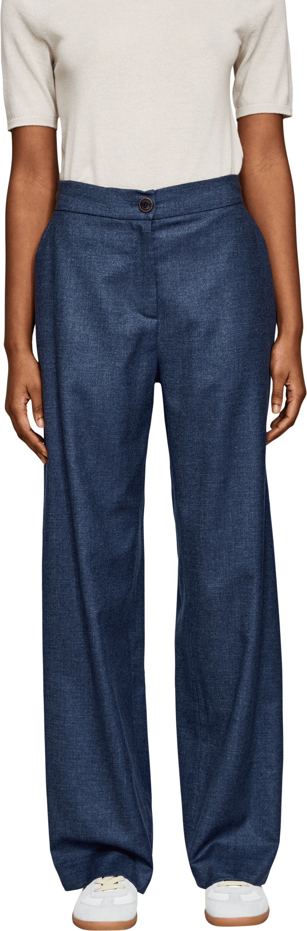 Colombo Weite Stoffhose aus Kid Cashmere Blau, Frontansicht – UNGER.DE