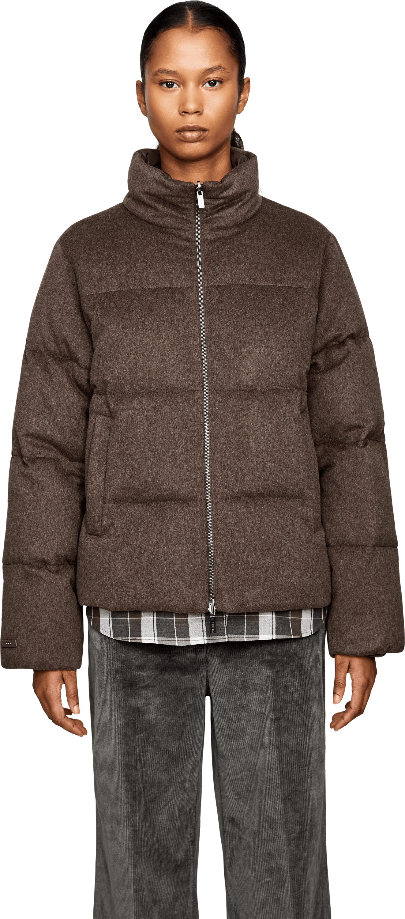 Peserico Daunenjacke aus Schurwolle und Cashmere Braun, Frontansicht – UNGER.DE