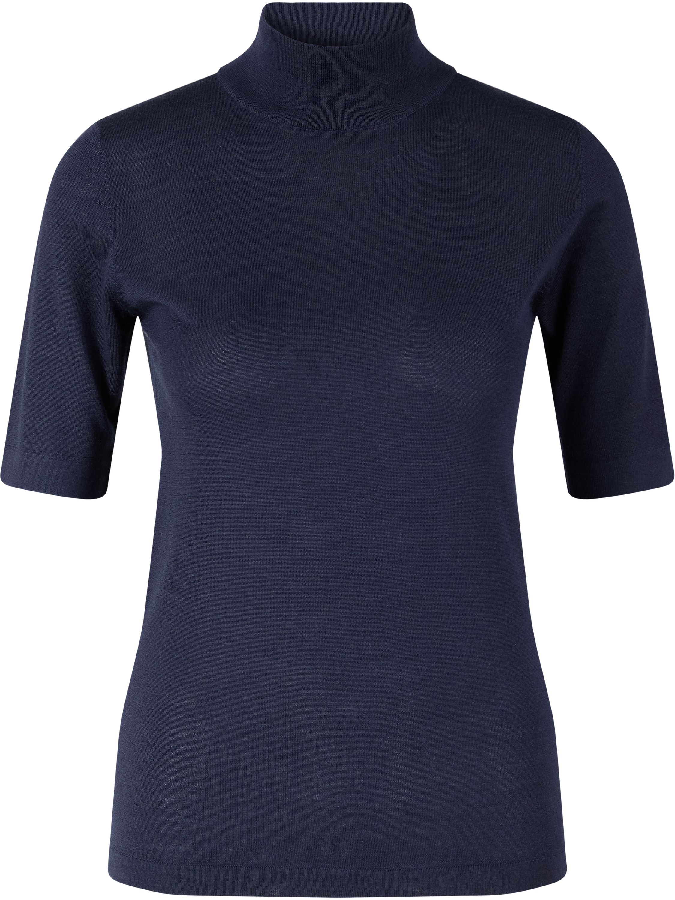 Kurzärmeliger Cashmere-Seiden-Pullover Marineblau