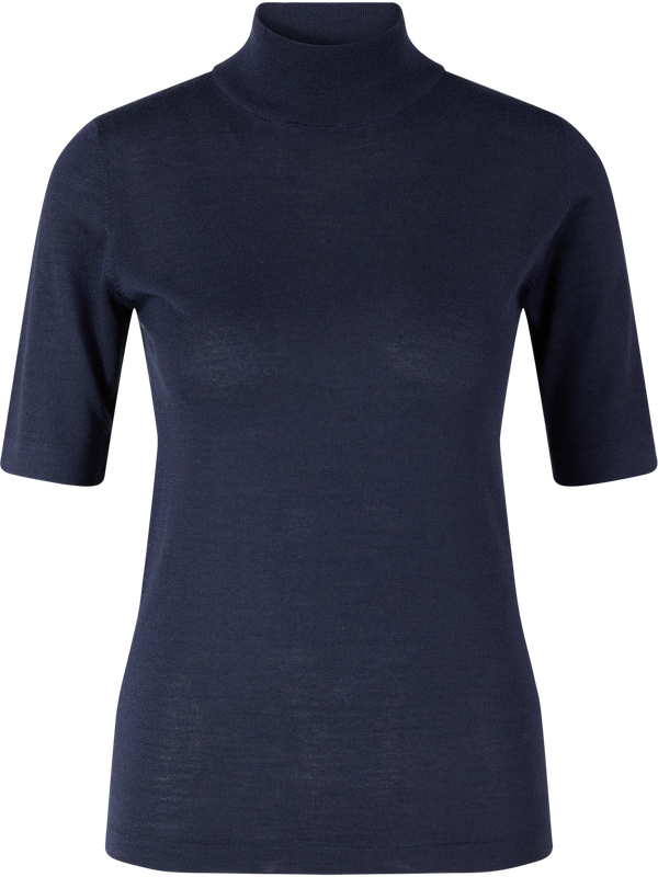 Short-sleeved cashmere and silk jumper navy blue