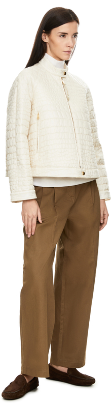 Kurze Daunenjacke 'Aubrieta' mit geometrischer Steppung Beige