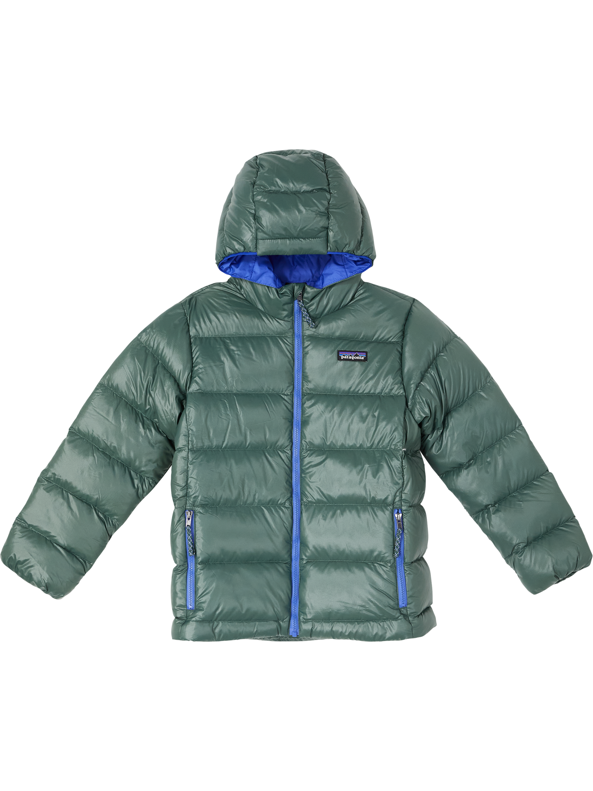 Patagonia Daunenjacke 'Hi Loft Down' Grün/Blau, Produktansicht – UNGER.DE