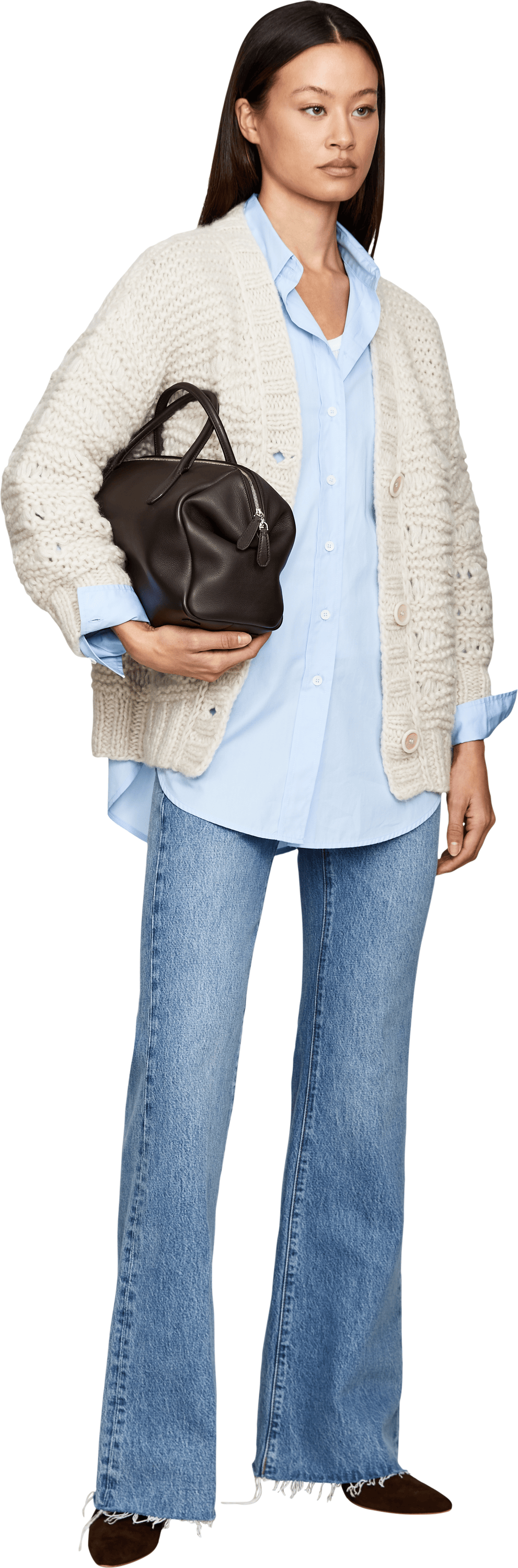 Iris von Arnim Cashmere-Seidenstrickjacke 'IRIS ICONIC 50' Alabaster, Modelansicht – UNGER.DE