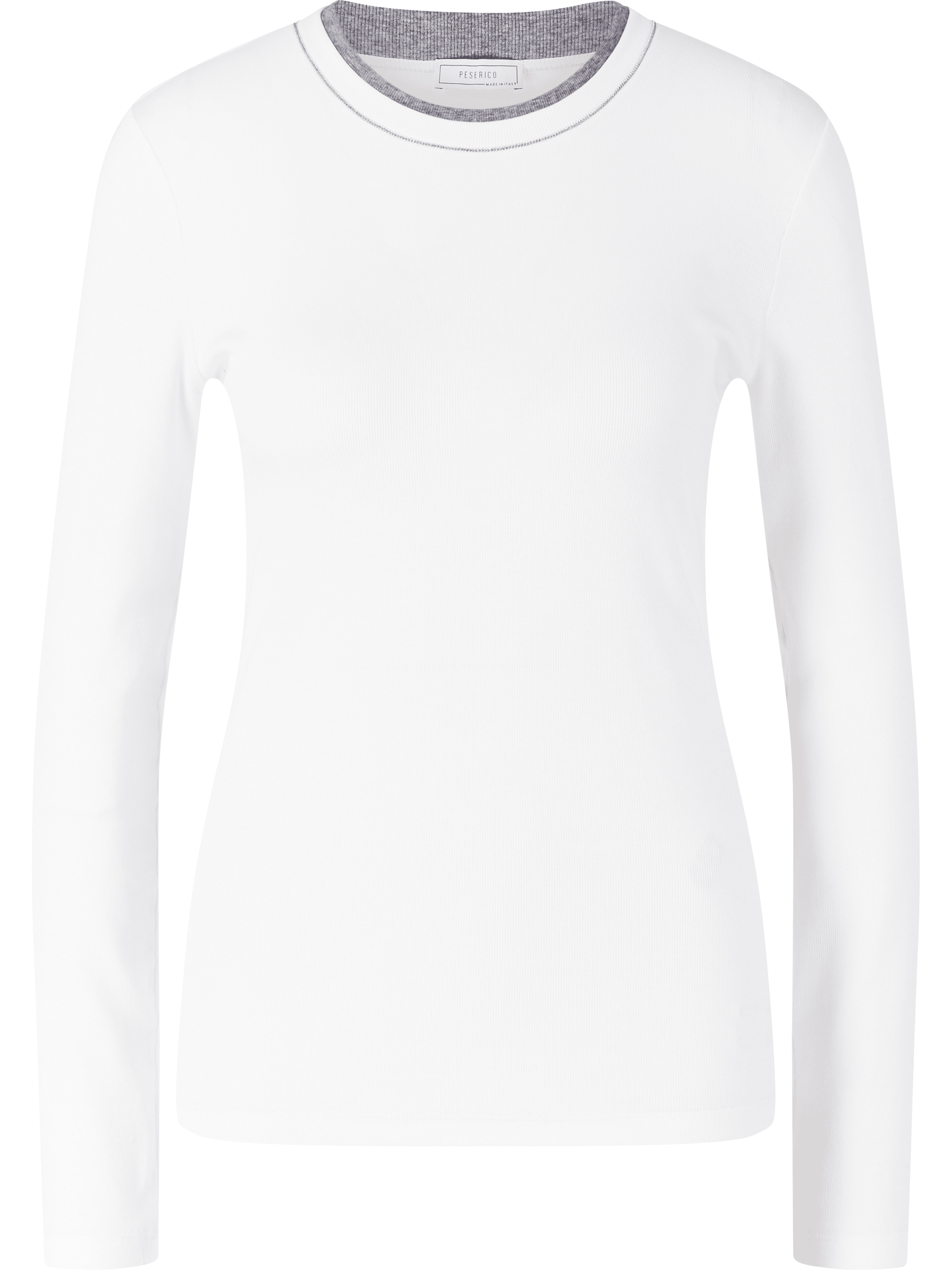 Langarmshirt mit Schmucksteinbesatz Weiß