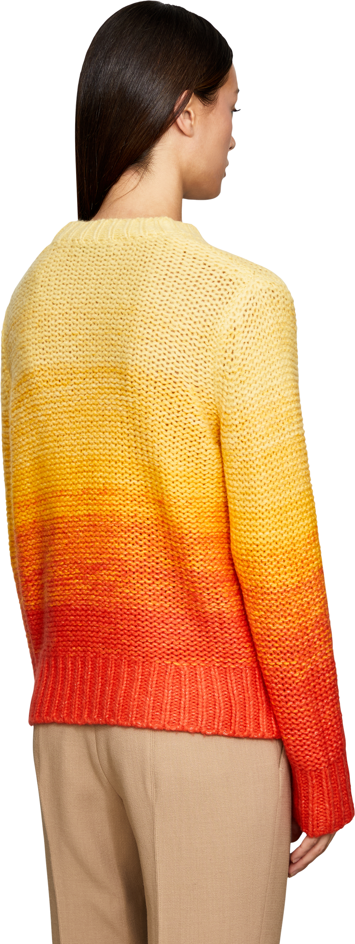Iris von Arnim Cashmere-Seidenpullover 'RAINBOW DEGRADÉ 50' Chili/Soleil, Rückansicht – UNGER.DE
