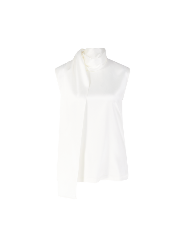 Top aus Stretch-Seidensatin Weiß