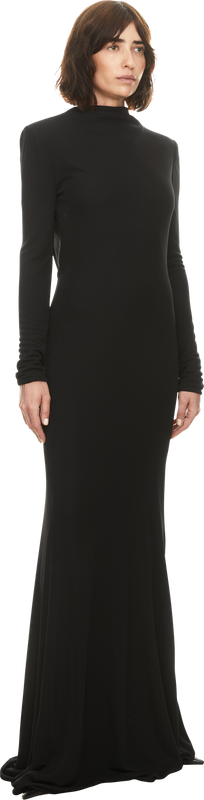 Langärmeliges Abendkleid Schwarz