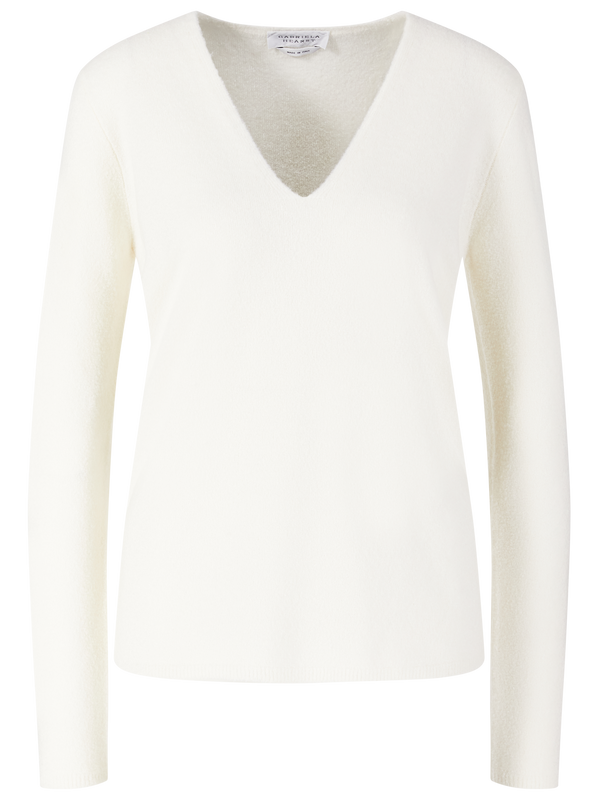 Cashmere-Seidenpullover 'Orlith' V-Ausschnitt Weiß