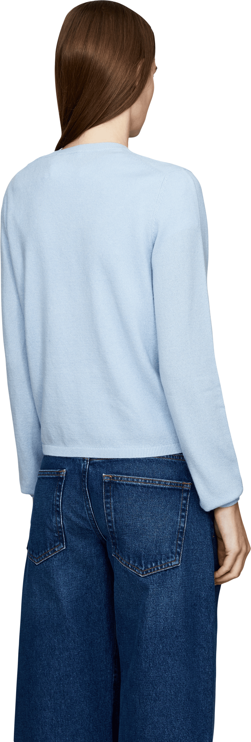 Frame Cashmere-Pullover 'The Shrunken' Hellblau, Rückansicht – UNGER.DE
