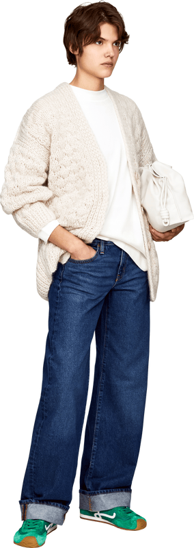 'Loreli Handstrick' cardigan in cashmere and silk, in Alabaster