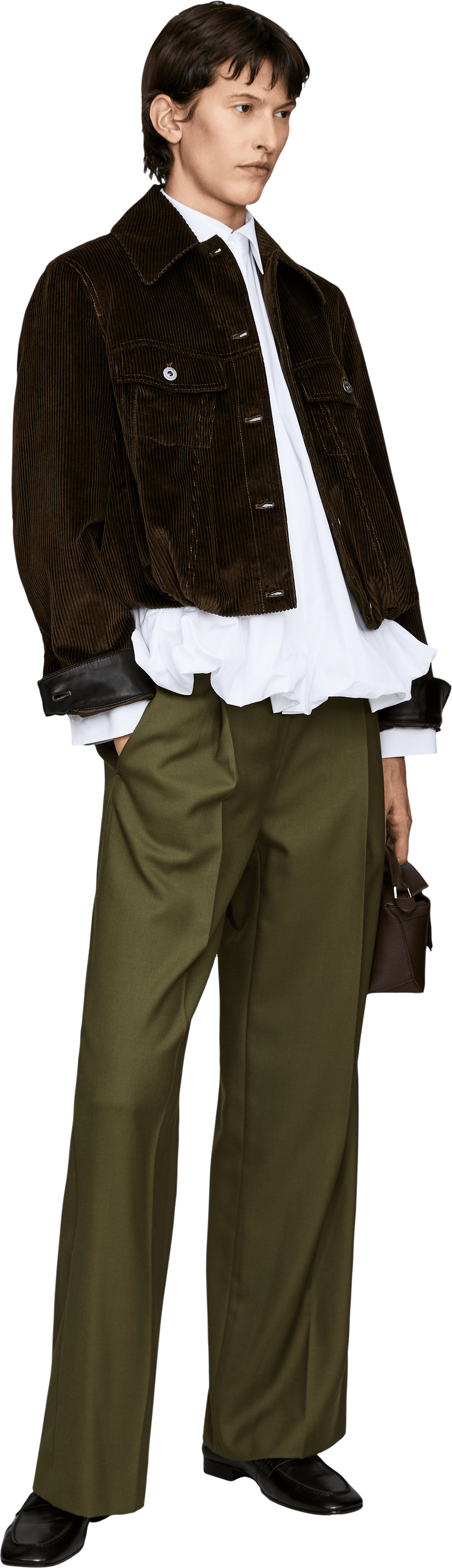 LOEWE Cropped Cordjacke Dunkelbraun, Modelansicht – UNGER.DE