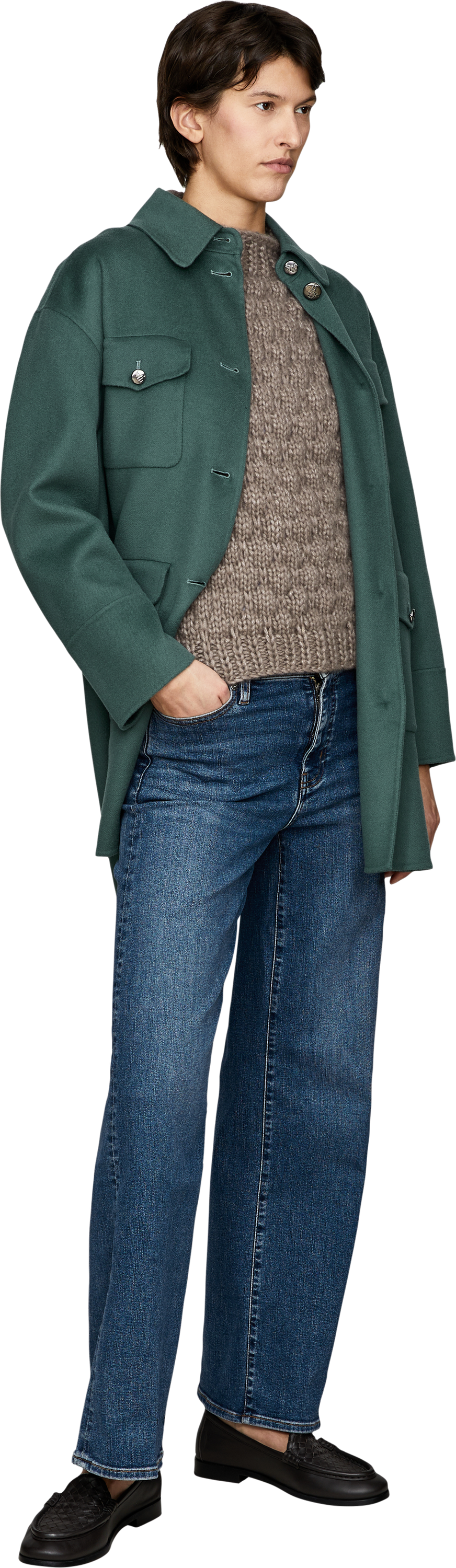 Iris von Arnim Doubleface Hemdjacke 'Jasmin' Fern, Modelview – UNGER.DE
