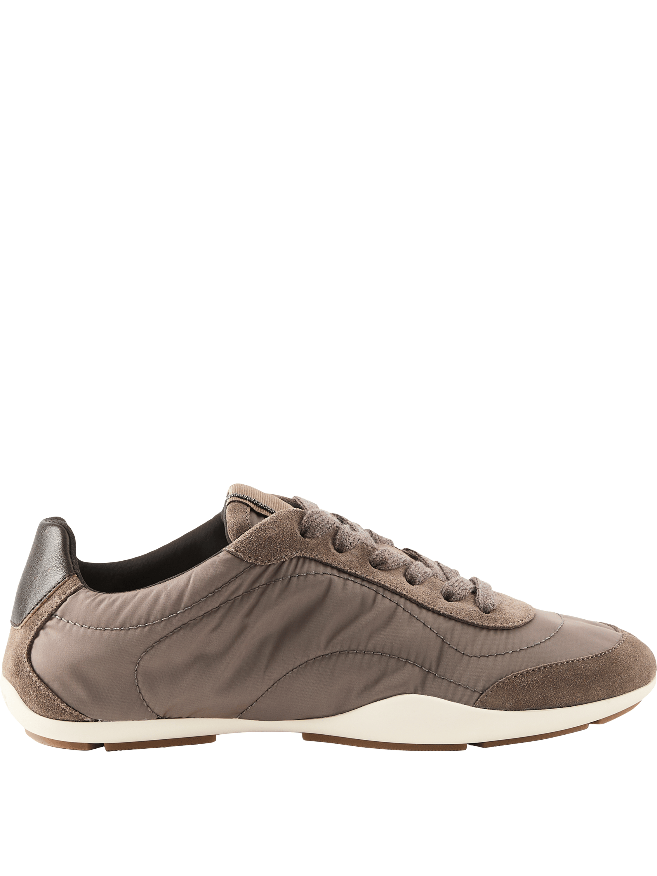 Kalbsveloursleder-Sneaker mit Monili-Perlen Braun