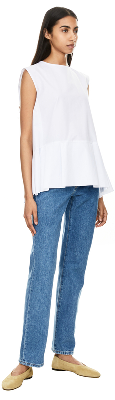 Flared top 'Brava' with tie ribbon white