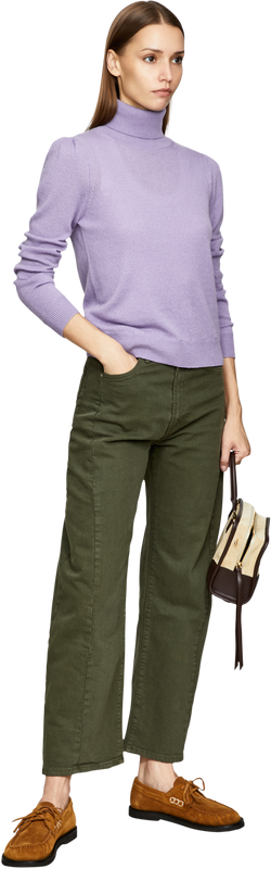 Cashmere-Pullover mit Rollkragen und Puffärmeln Violett