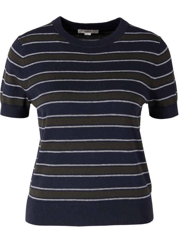 Navy blue striped short-sleeved jumper
