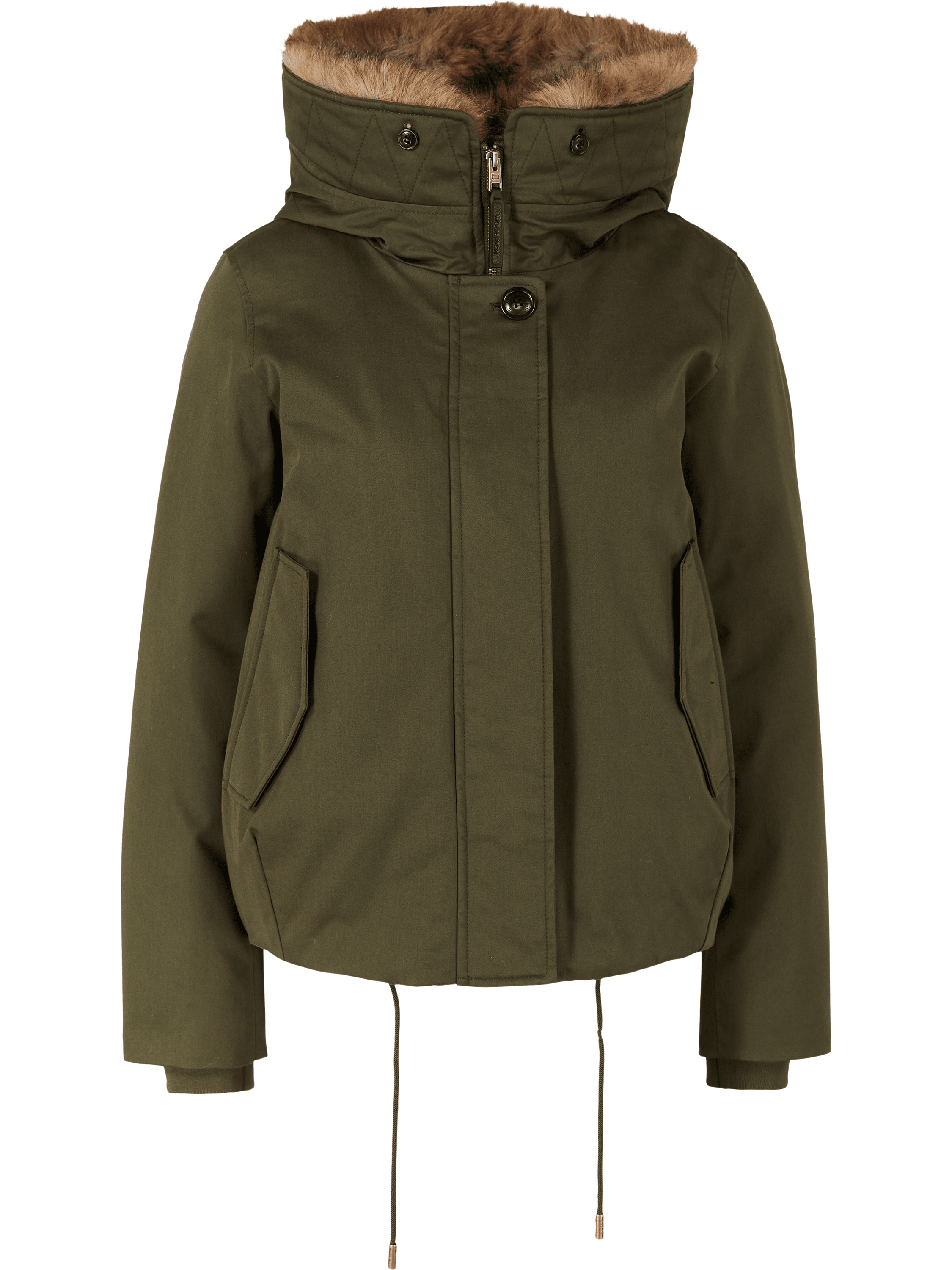 Woolrich Kurze Daunenjacke mit Kapuze Olivgrün, Produktansicht – UNGER.DE