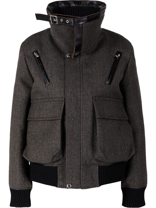 Hybrid-Bomberjacke mit Fischgrätenmuster Braun