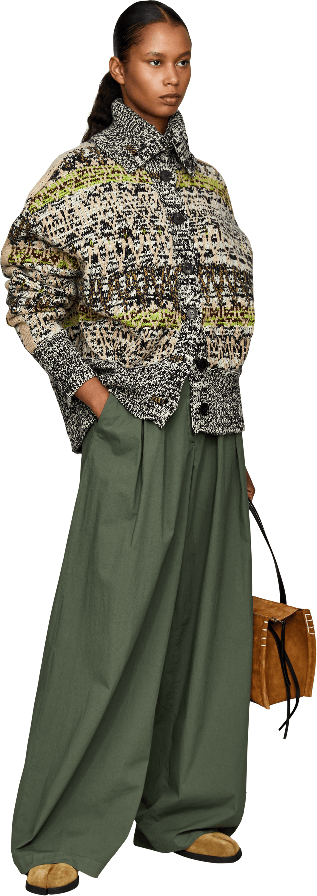 Dries van Noten Woll-Cashmere-Strickjacke 'Teda' mit Jacquardmuster Multi, Modelansicht – UNGER.DE