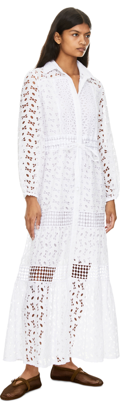 Maxikleid 'Giamaica' mit Lochstickerei Weiß