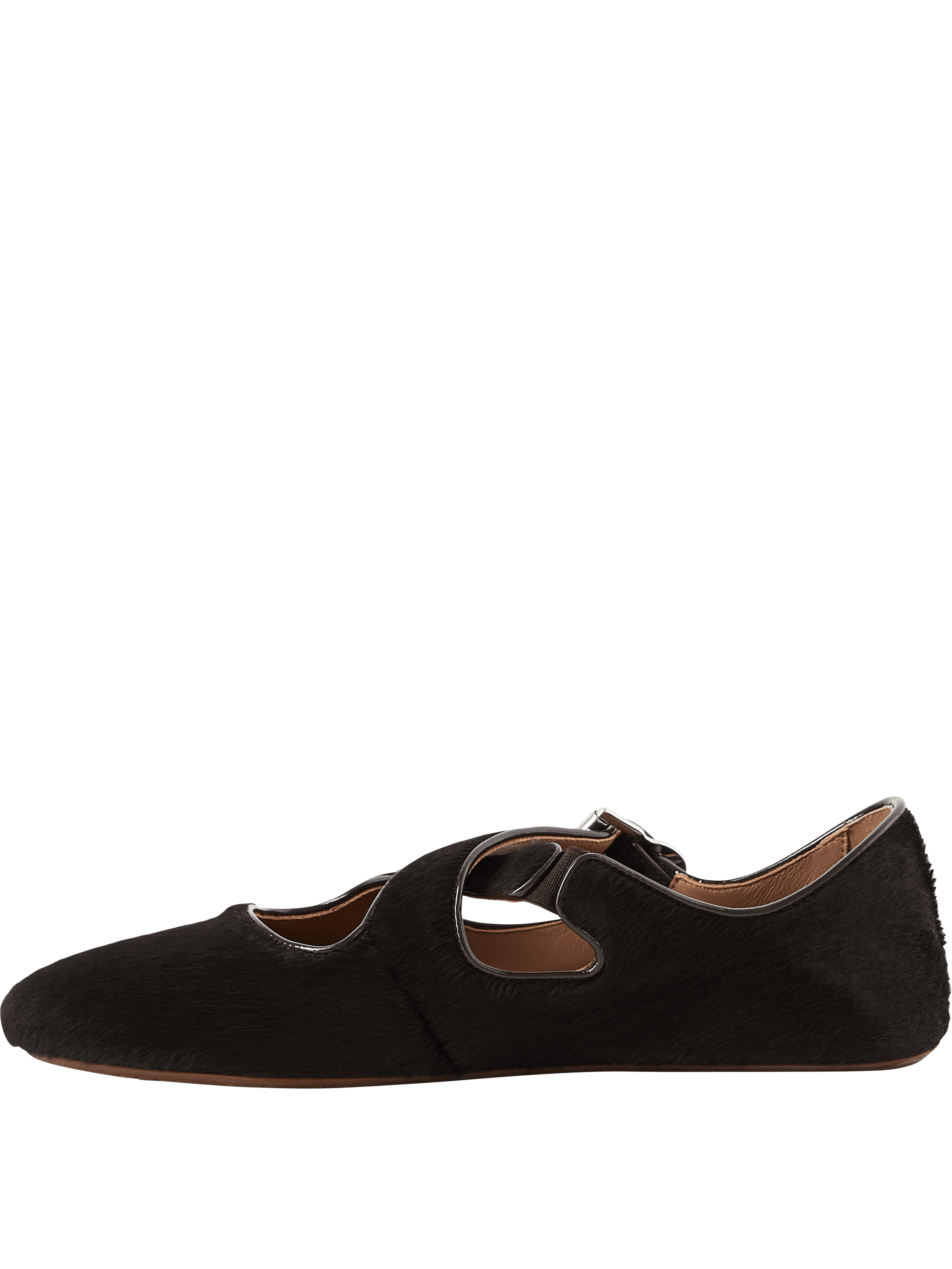 Alaïa 'Criss Cross' criss-cross ballerina flats in dark brown calfskin, Front view – UNGER.DE