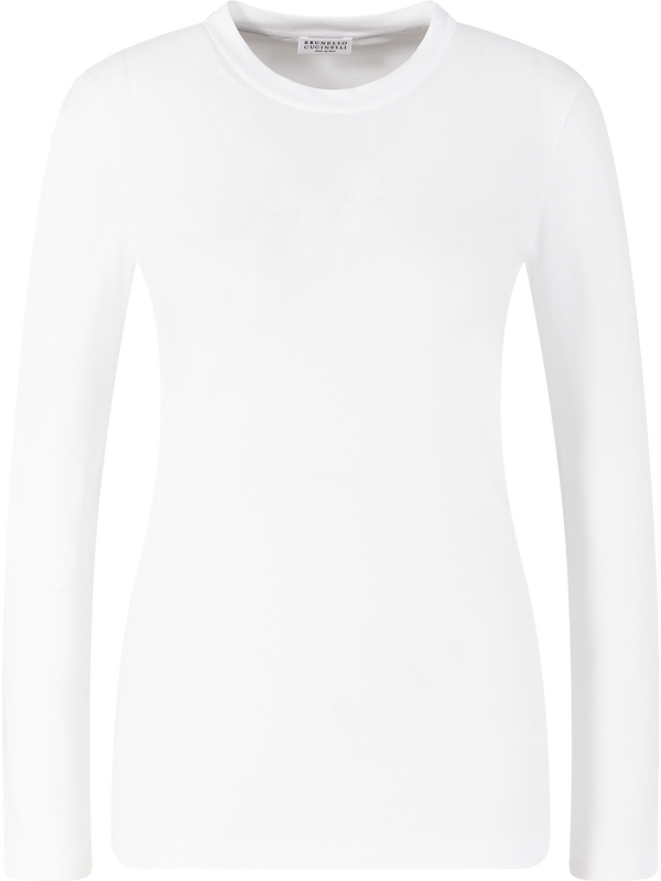 Langarmshirt mit Monili Perlen Weiß