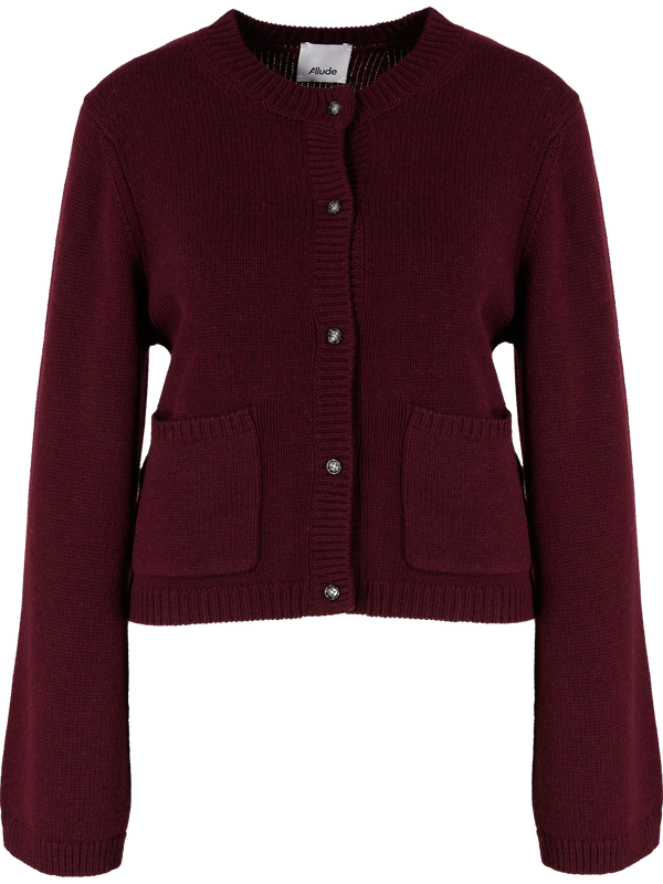 Woll-Cashmere-Strickjacke Bordeaux